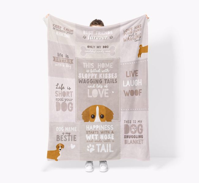 Patchwork Quotes: Personalized {breedFullName} Premium Sherpa Fleece Blanket